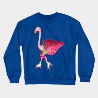 Funny Flamingo Strawberry Skating Crewneck Sweatshirt